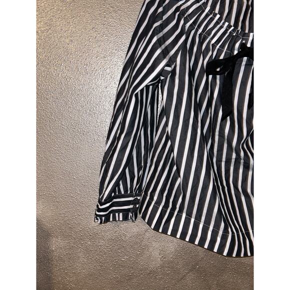 J Crew Preppy Academia Stripe  Off the Shoulder Bow Tie Long Sleeve Top - Picture 2 of 11